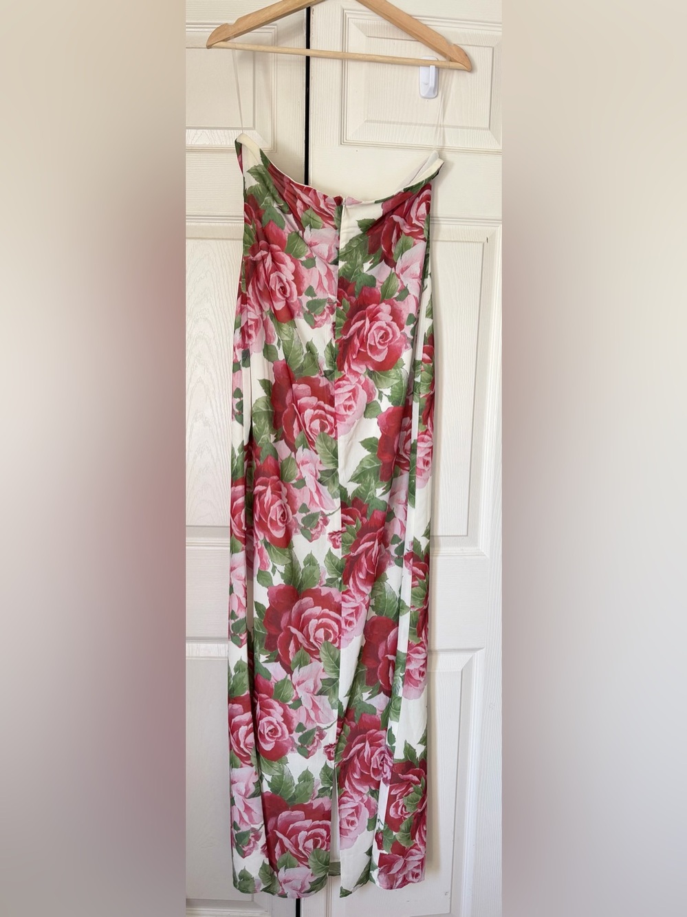 Meshki Strapless Rose-Print Maxi‎ Dress in Pink and Green on Cream - Picture 5 of 6